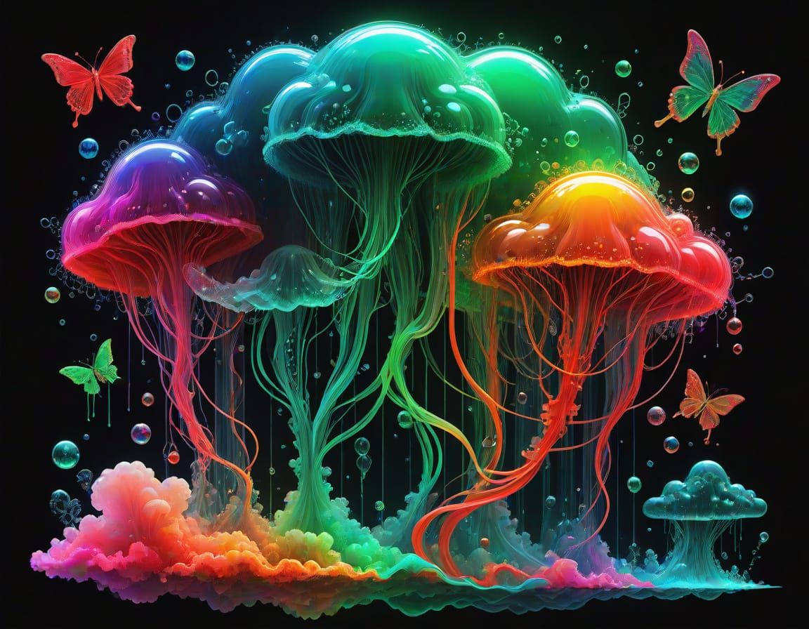 Cyberpunk Dreamscape: Prismatic Rivers Converge into Cosmic ...