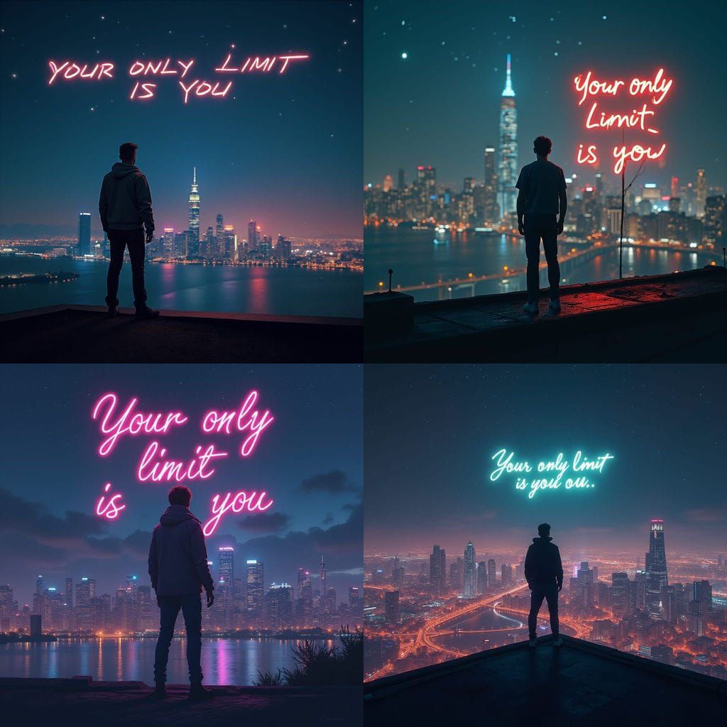 Futuristic Cityscape at Night: Rooftop Contemplation