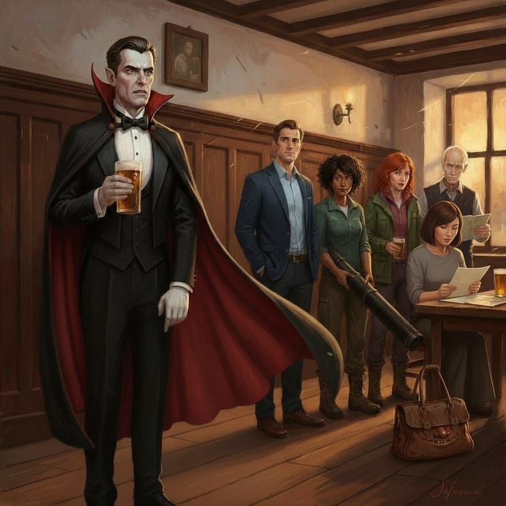 Vampire in Tuxedo Seeks Conversation with Pint