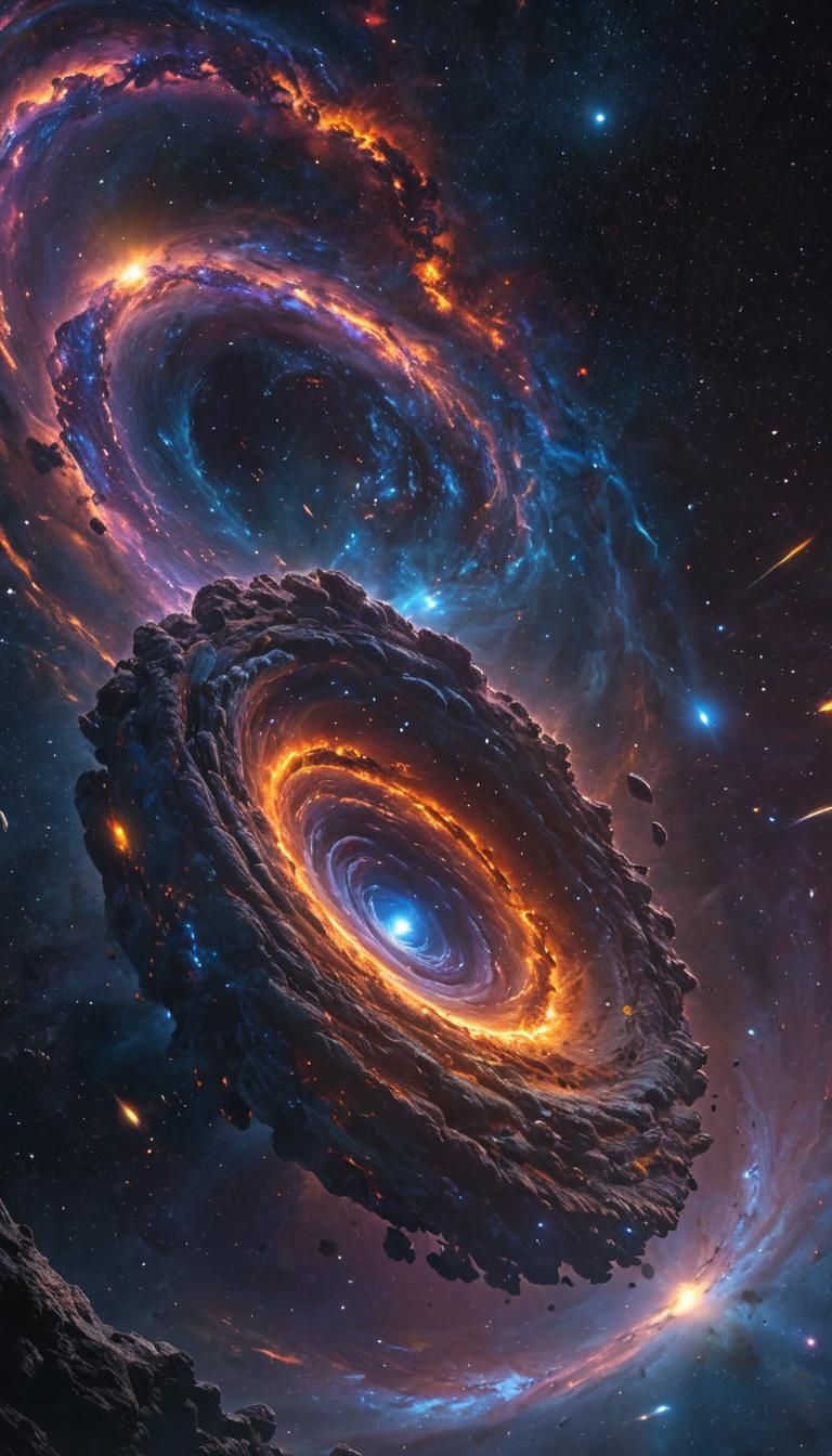 Vortex Consumes Galaxy in Deep Space
