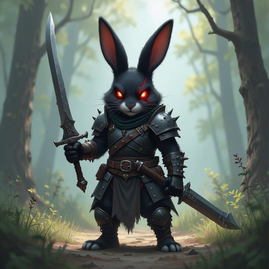 Dark Fantasy Rabbit Warrior with Bone Greatsword