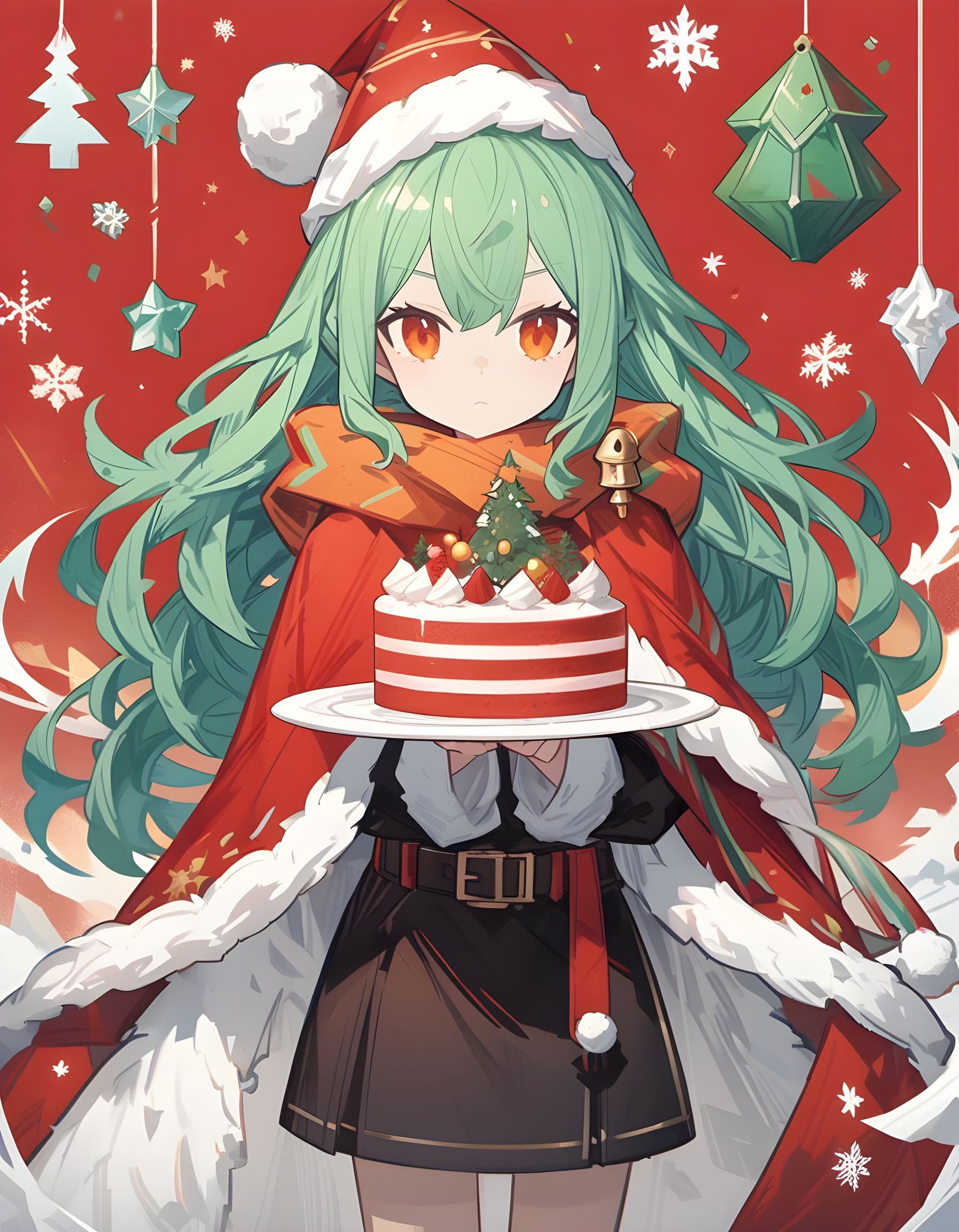 Surreal Winter Witch Celebrates Christmas with Red Velvet Ca...