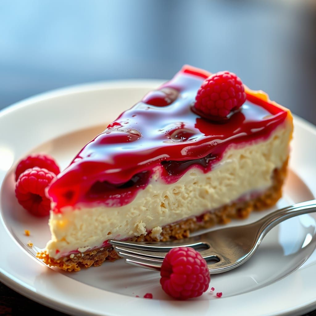 🥰A delicious-looking slice of raspberry cheesecake🥰