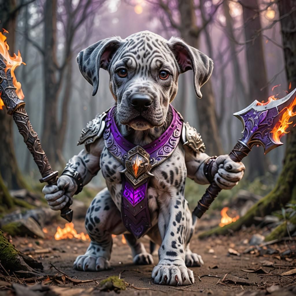 Barbarian Great Dane with Flaming Eyes