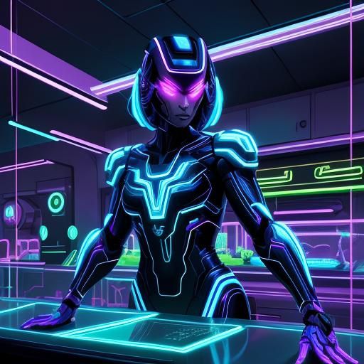 Futuristic Toys in High-Tech Laboratory: Comic Book Art