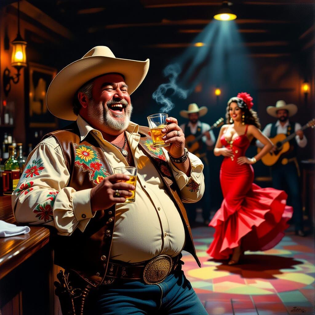 Orson Welles as Cowboy in Wild West Cantina