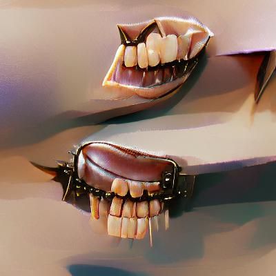 Surreal Leather Teeth Abstract Composition