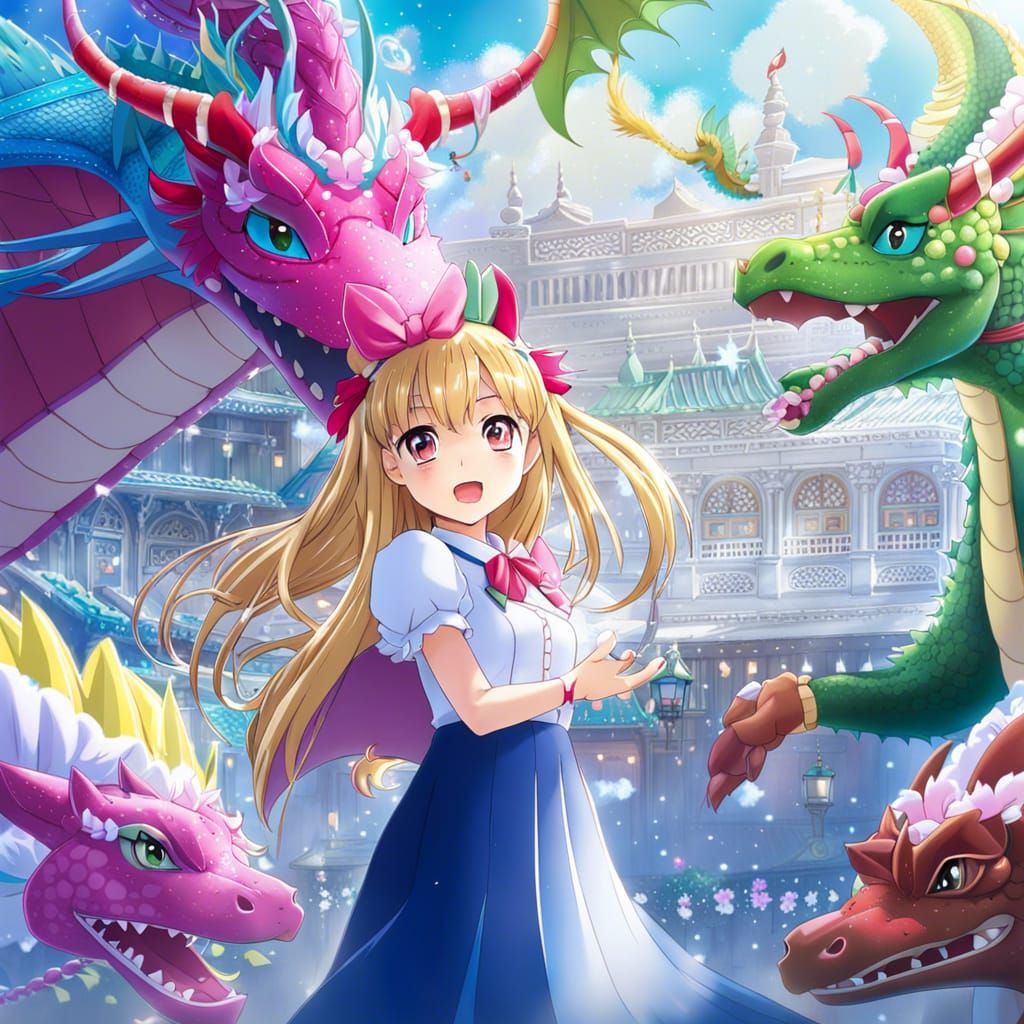 Dragon Maid Anime Art in Japanese Manga Style