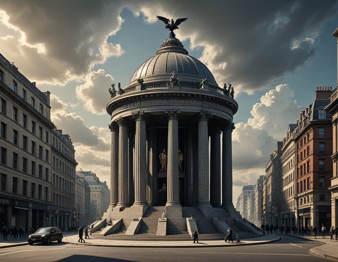 Surrealist Neo-Classical Cityscape Megastructure