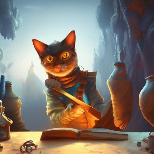 Cat Doctor in Detailed Matte Painting Style