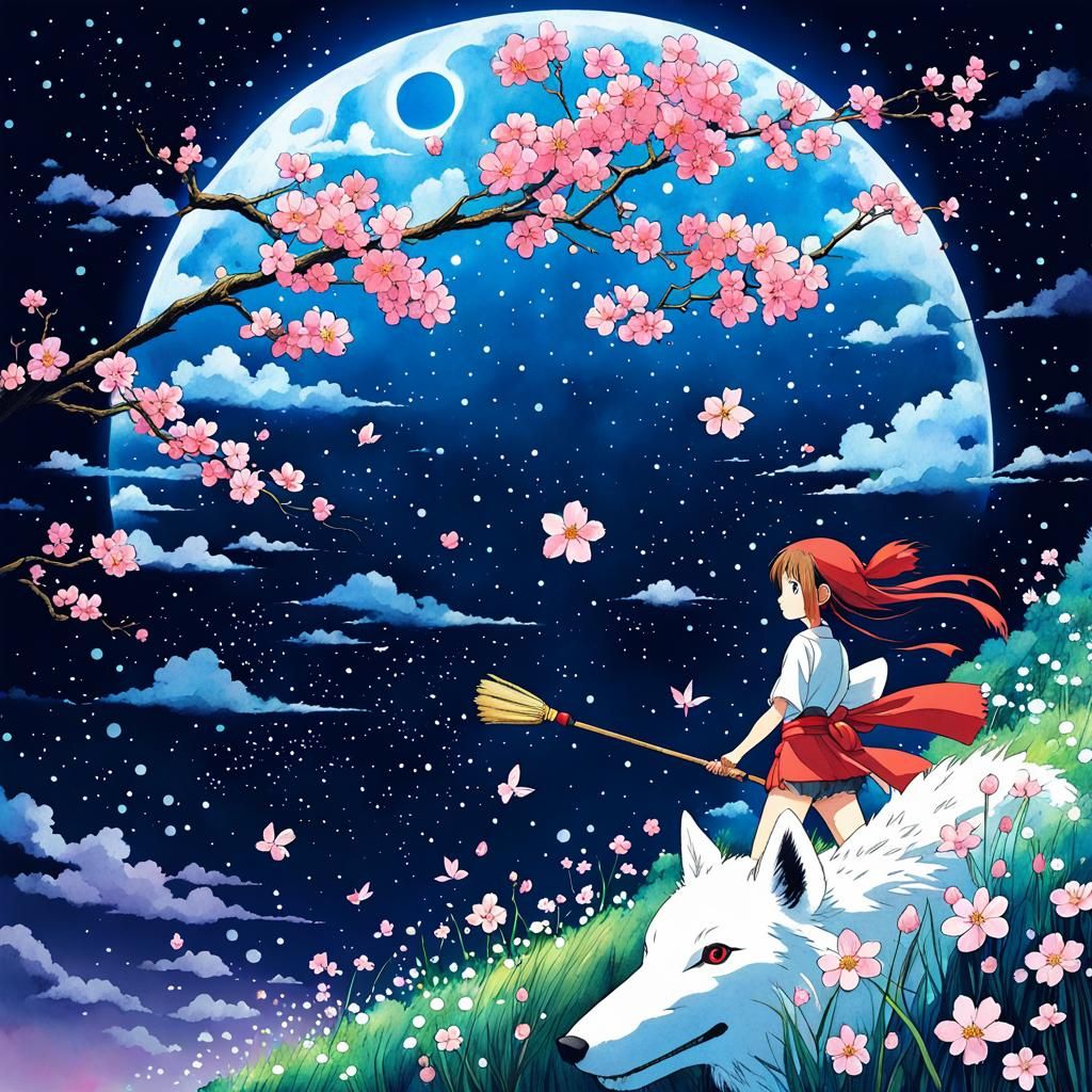 Princess Mononoke in Anime Style with Sakura