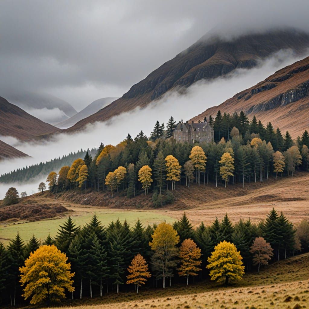 Autumn Mist Unveils Scottish Highlands