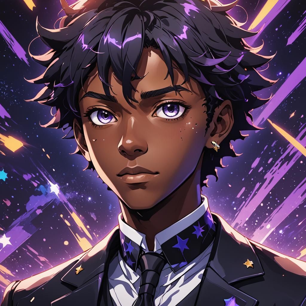 Anime Portrait: Black Teen in Star Suit