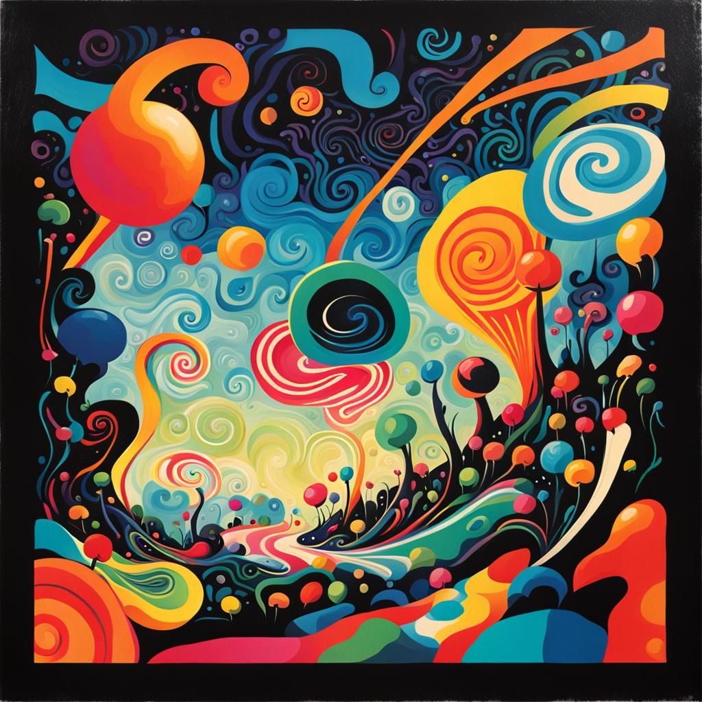 Vibrant Abstract Album Cover Art in Gouache