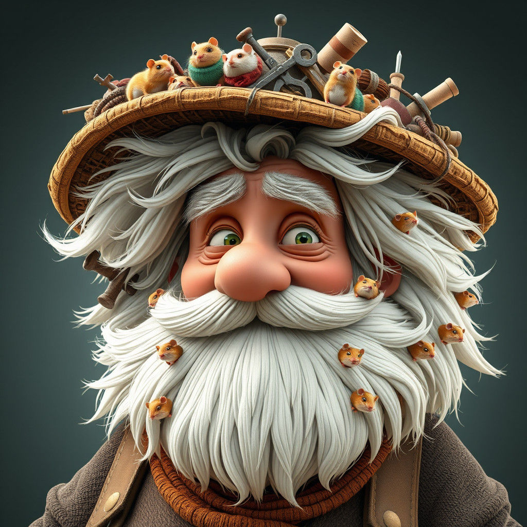 Hamster Tribe Living on Old Man's Hat, Pixar Style