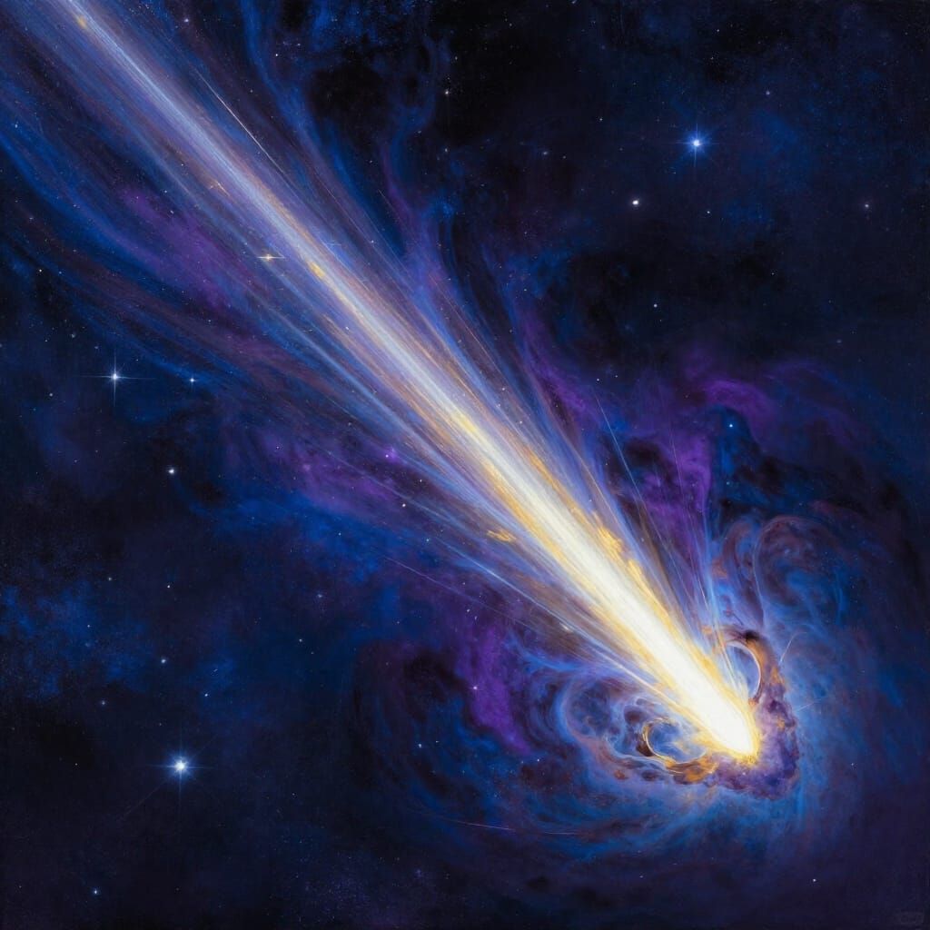 Comet 3I Atlas Streaks Across Starry Sky