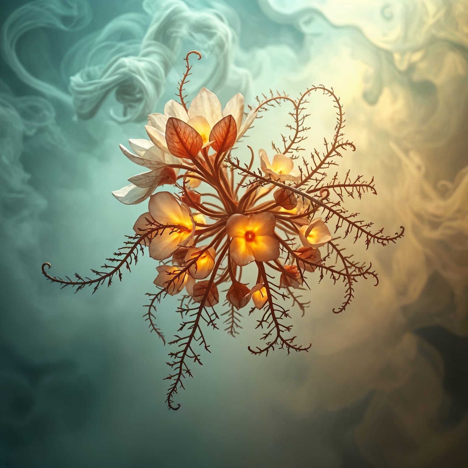 Mystical Fog Flower in Cosmic Glow