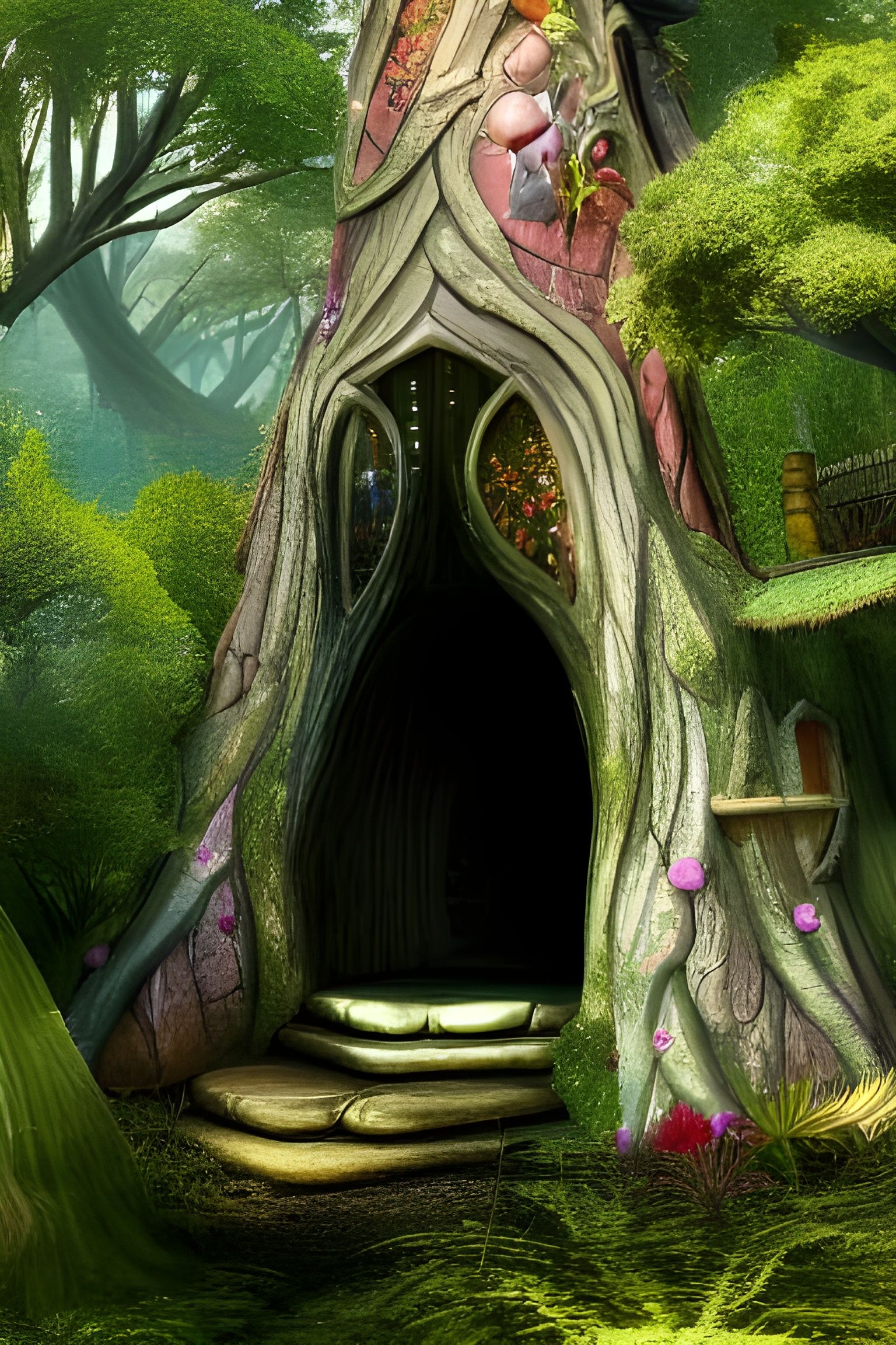 Fanciful Fairy Treehouse Concept Art in 8K