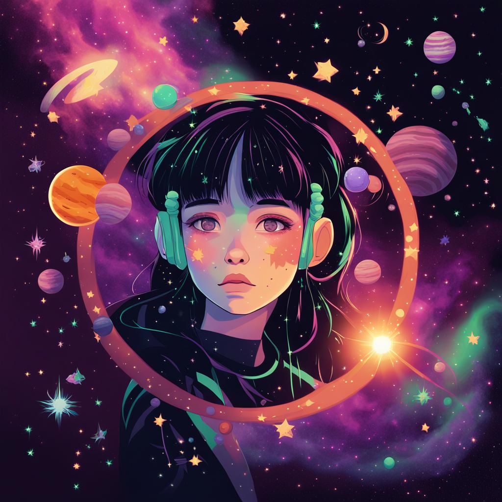 Glittercore Nebula Portrait with Anime Characters