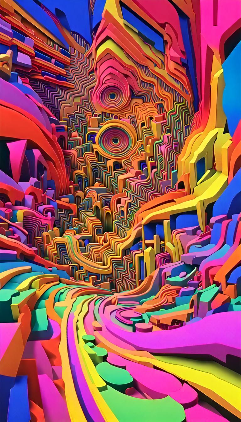 Vivid Neon Mindscapes in 3D Digital Art