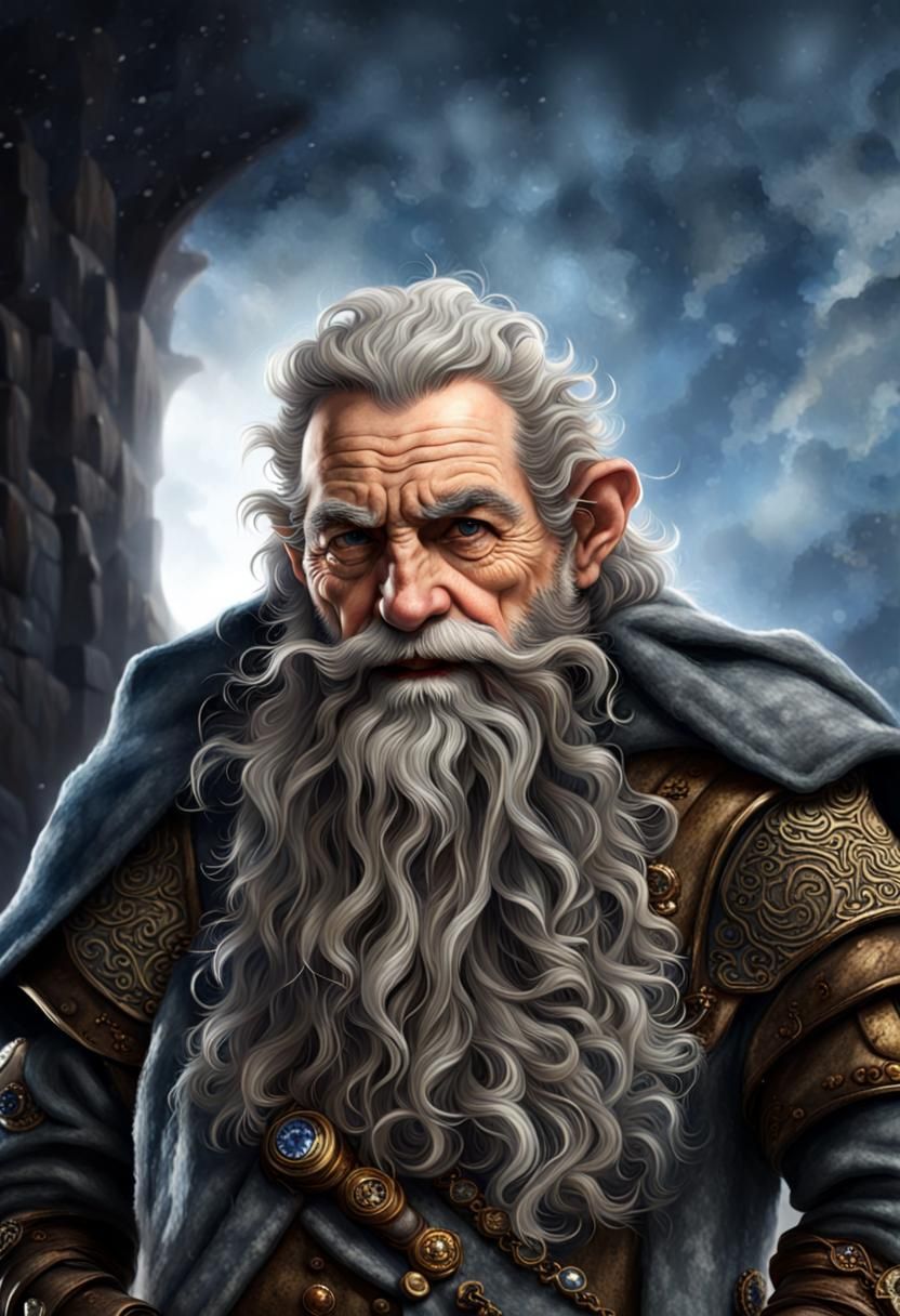 Detailed Photo of a Richly Dressed Old Dwarf