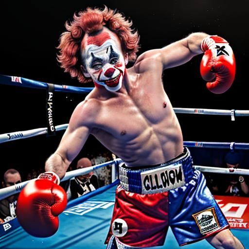 Clown Knockout in Boxing Ring