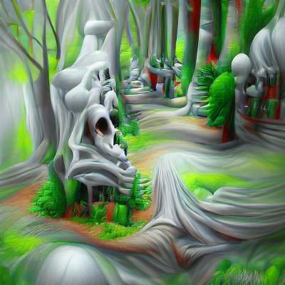 Eerie Digital Illustration of a Haunted Forest