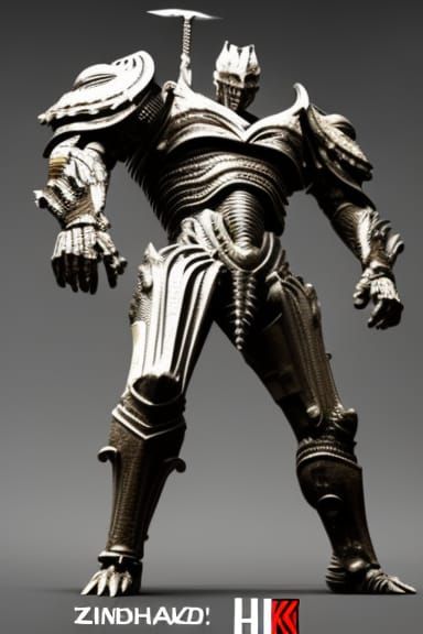 Muscular Bone Armor Knight: 3D Render