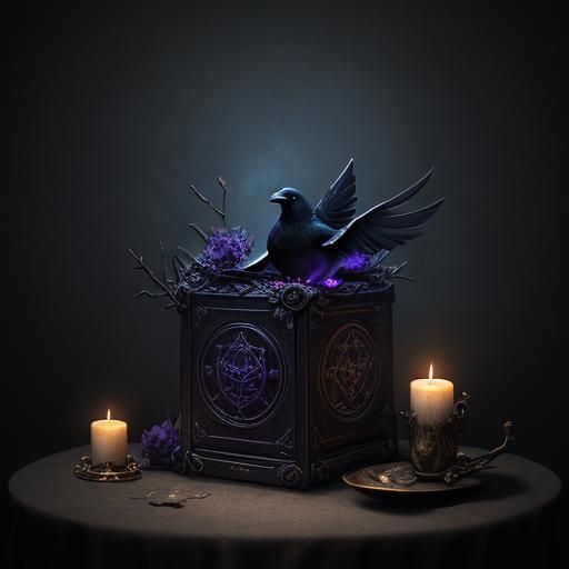 Mysterious Raven and Pumpkin: Dark Fantasy Art