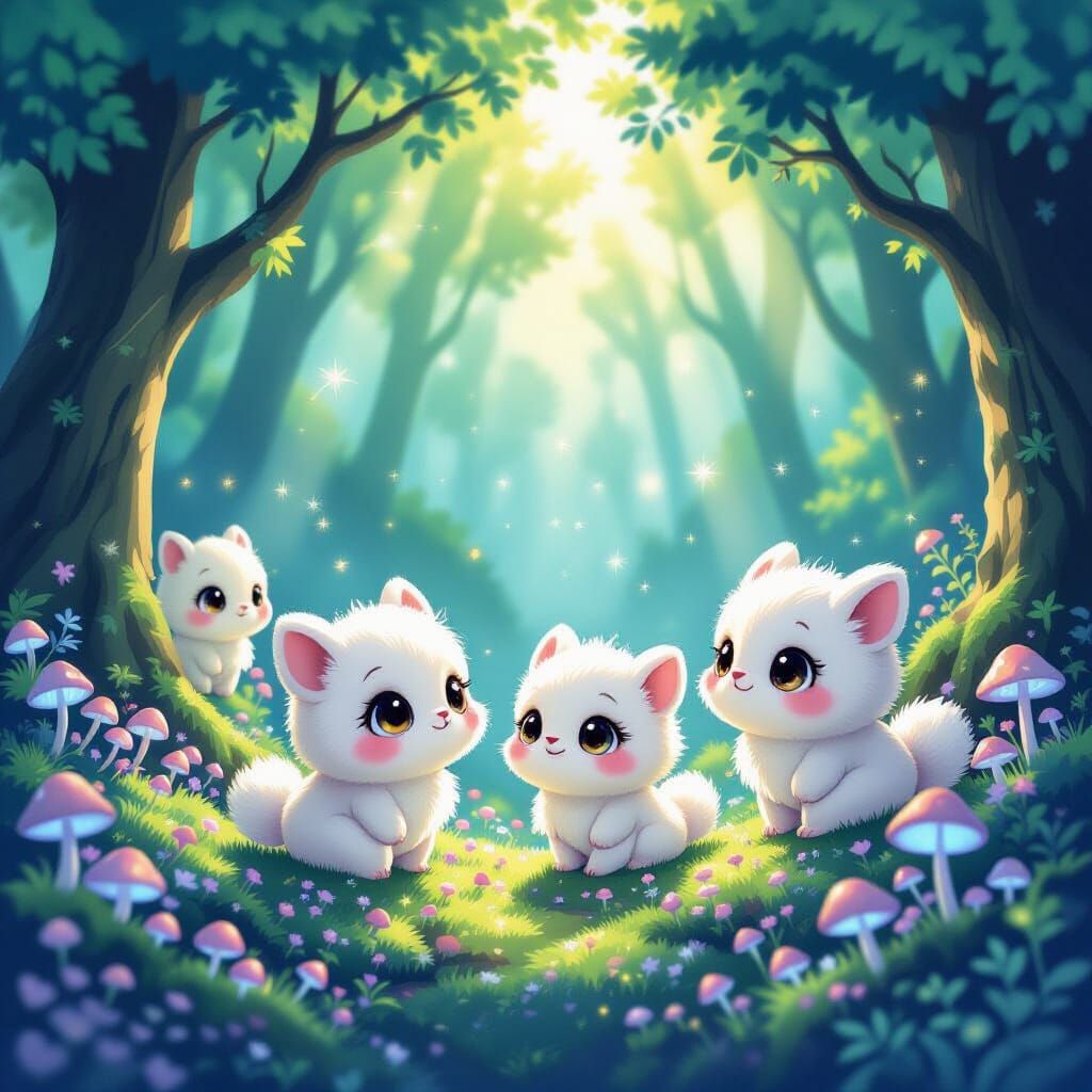 Whimsical Forest Creatures in Storybook Style