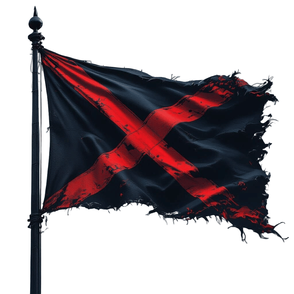Scottish Flag in Black with Red X - Matte Painting