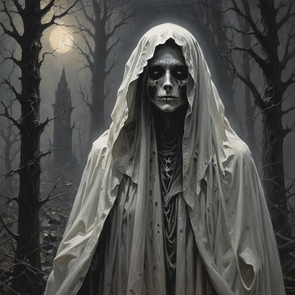 Soulful Ghost Illuminated in Mystical Atmosphere