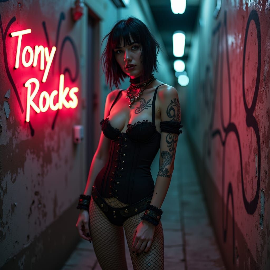 Nu Gothic Gang Member in Gritty Alleyway