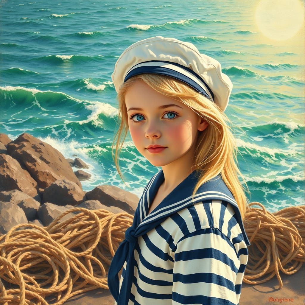 Serenely Captured Summer Seascape in Impressionist Style