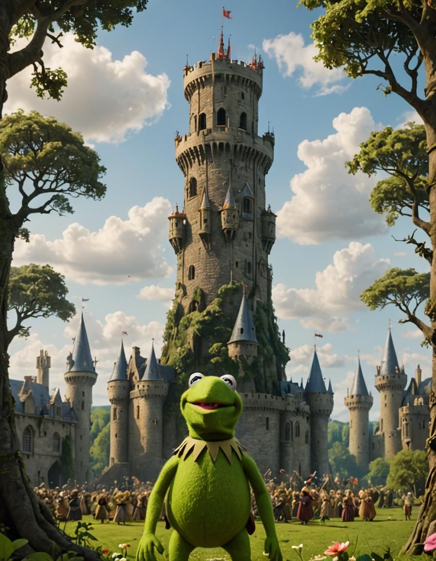 Kermit the Frog at Medieval Tower