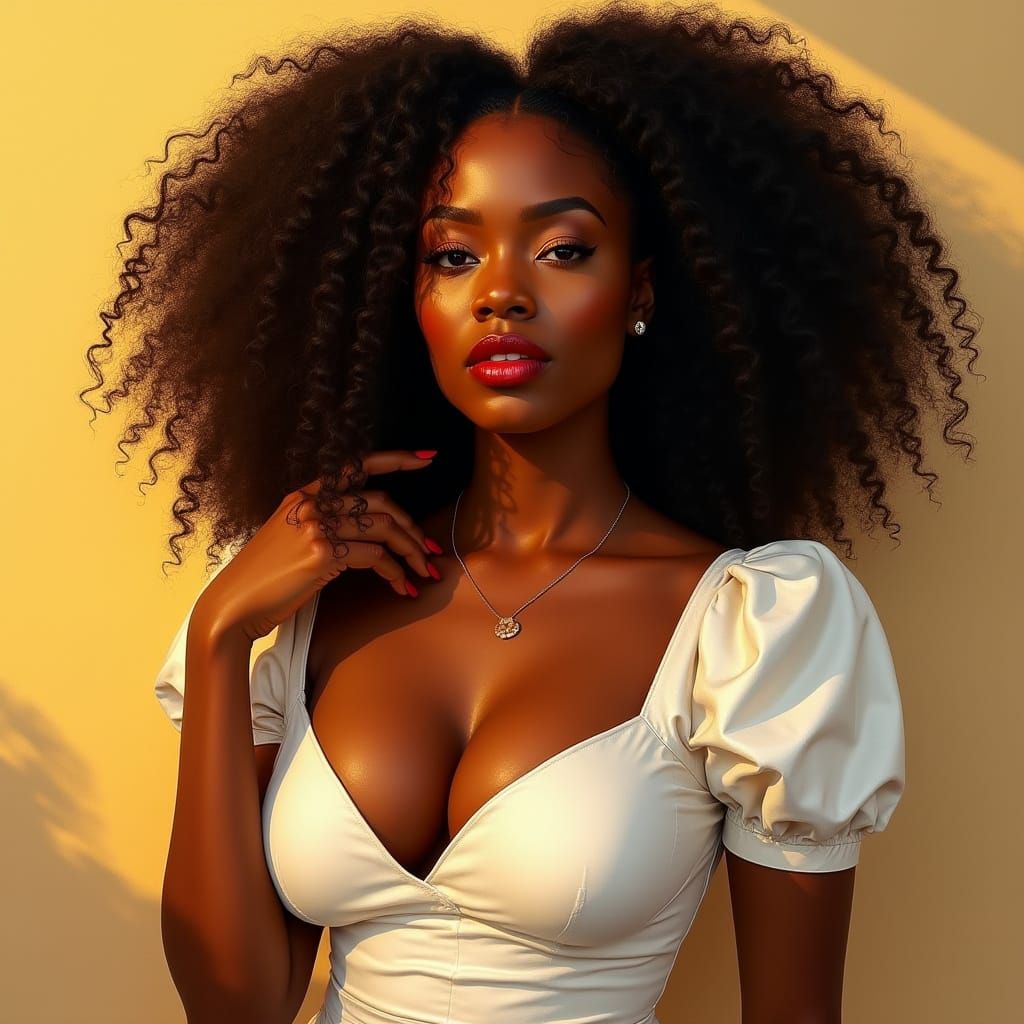 Confident Woman Portrait in Impasto Impressionist Style