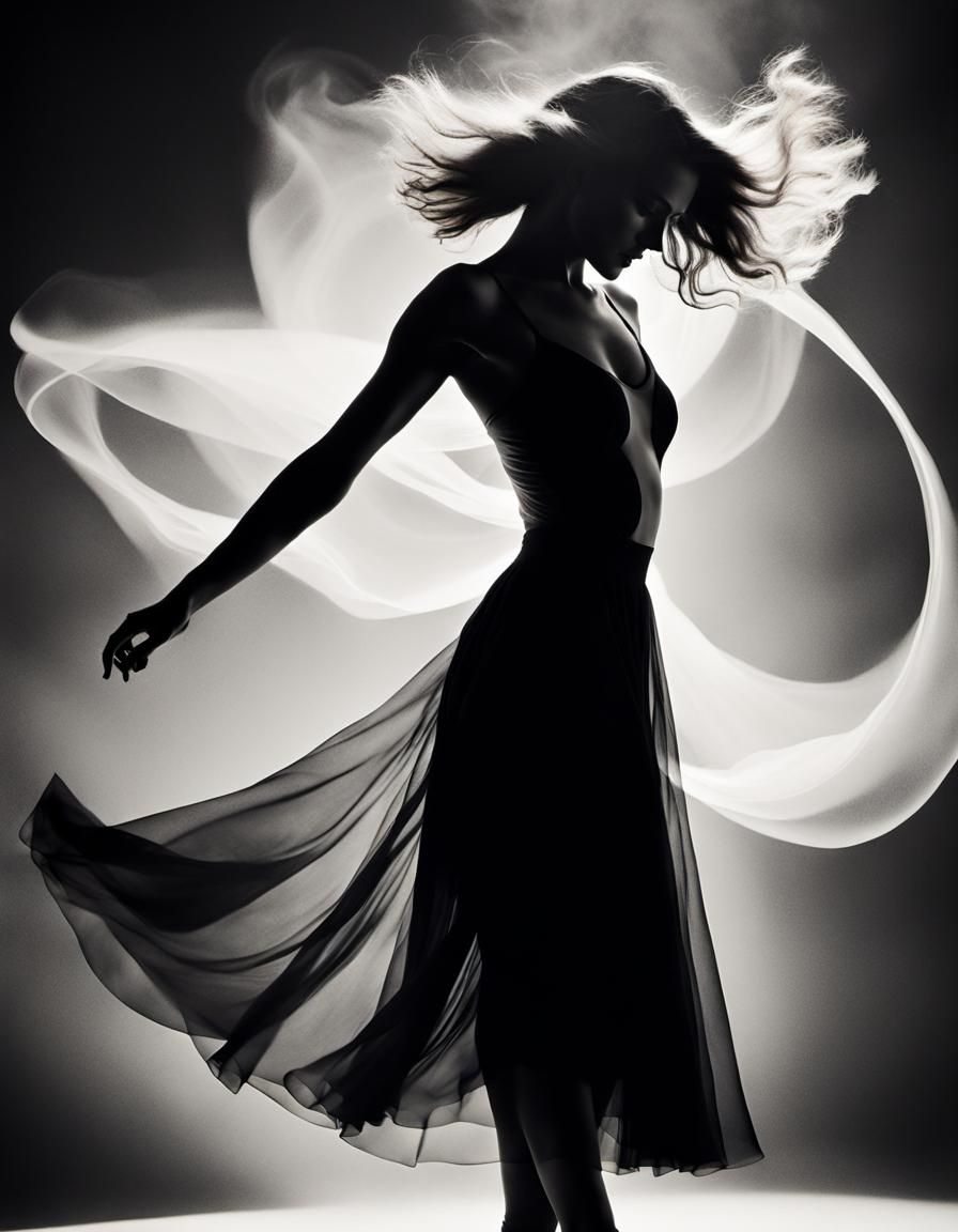 Abstract Dancer in Photogram Style with Solarization