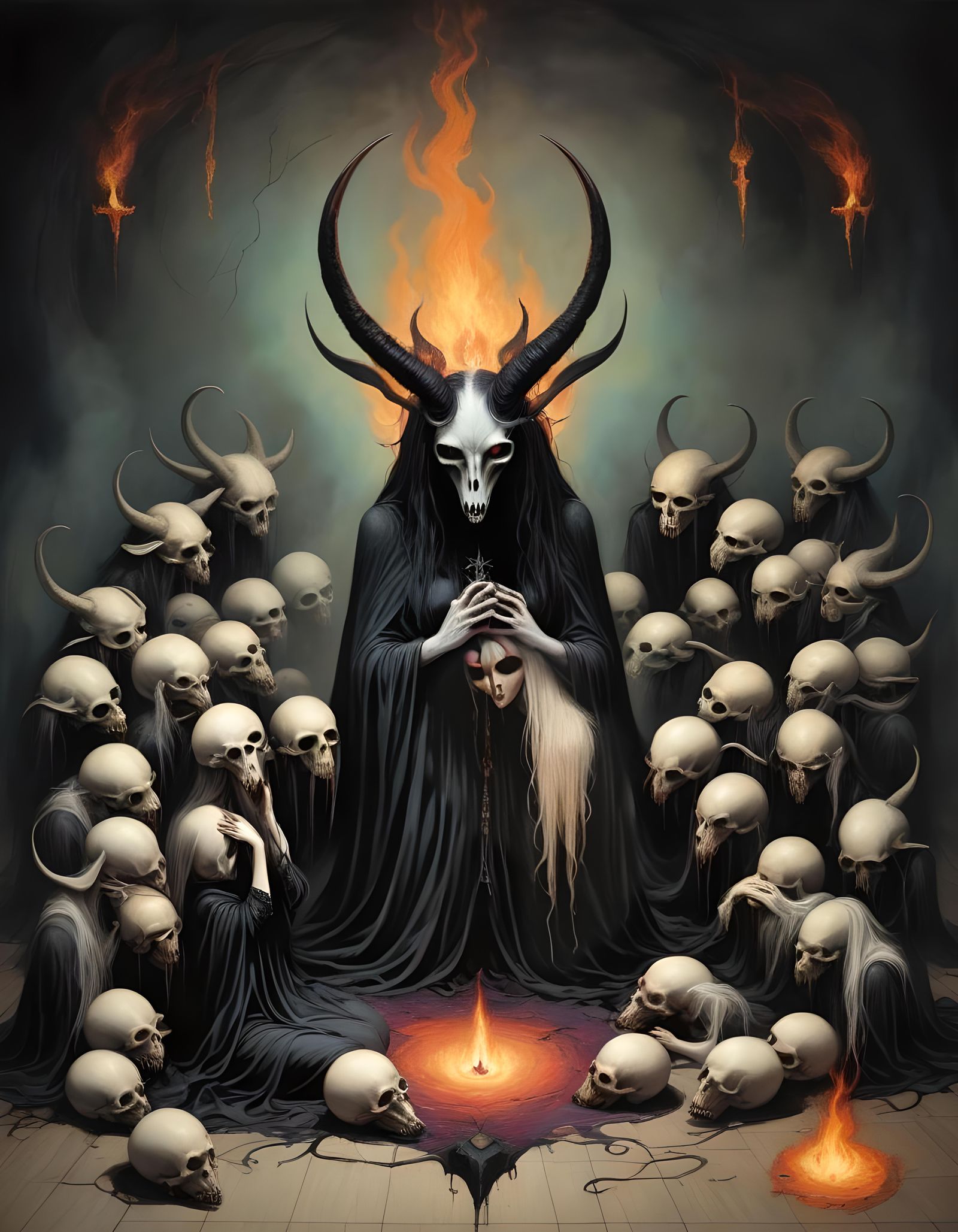 Baphomet Black Mass in Gothic Pastel Art