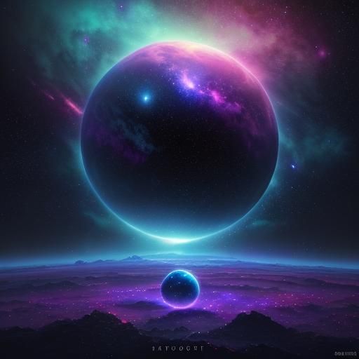 Galaxy Dog on Distant Planet in Fantasy Style