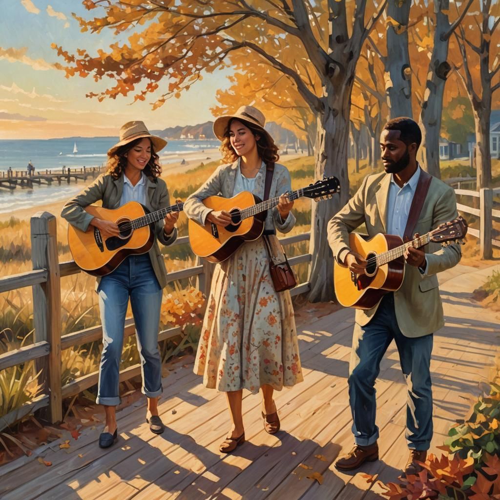Impressionist Bluegrass Band on Cape Cod Boardwalk