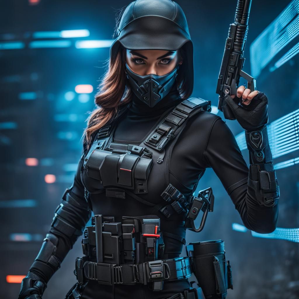 Cyberpunk Ninja Commando with Cybertech Gear