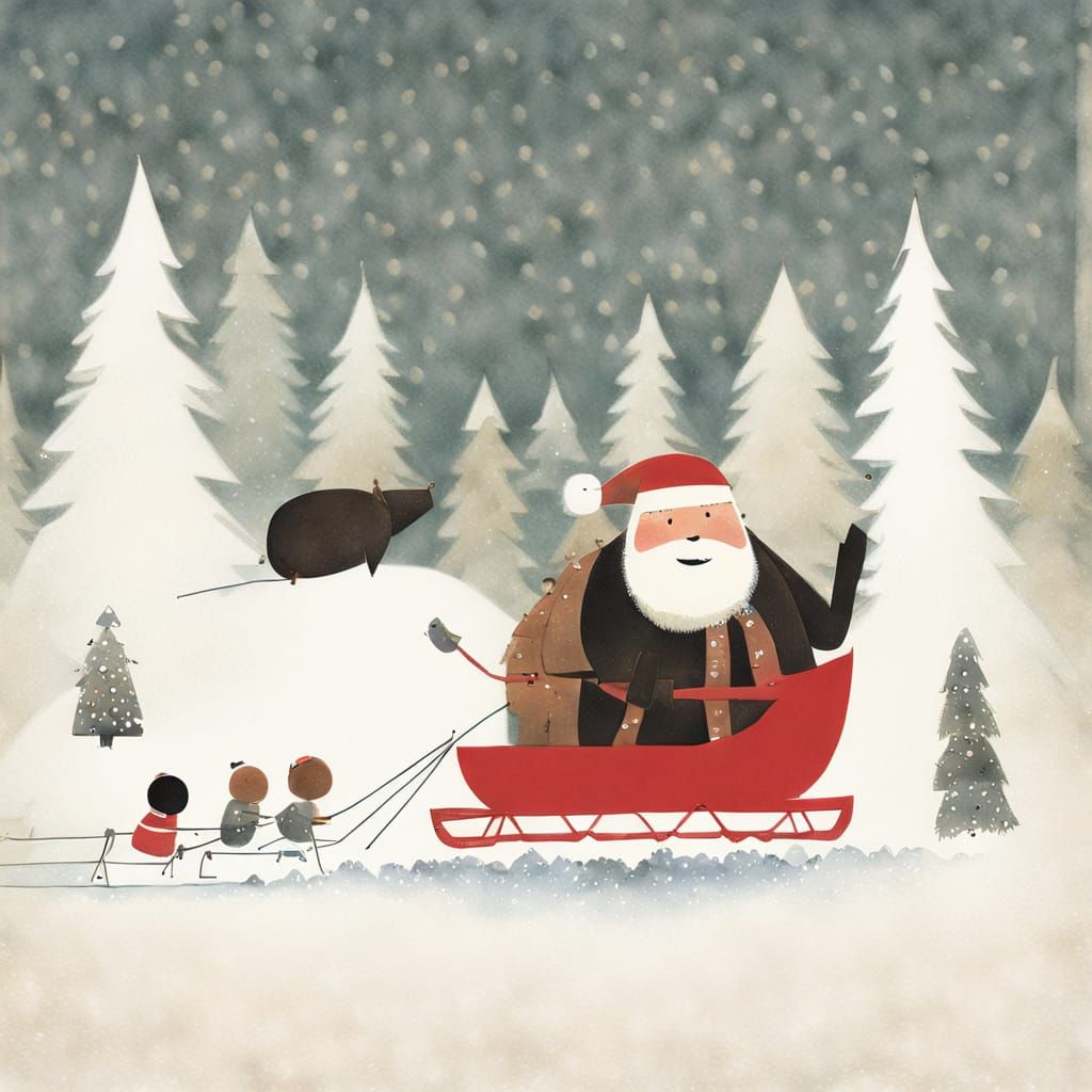 Jolly Santa Claus Childrens Book Illustration