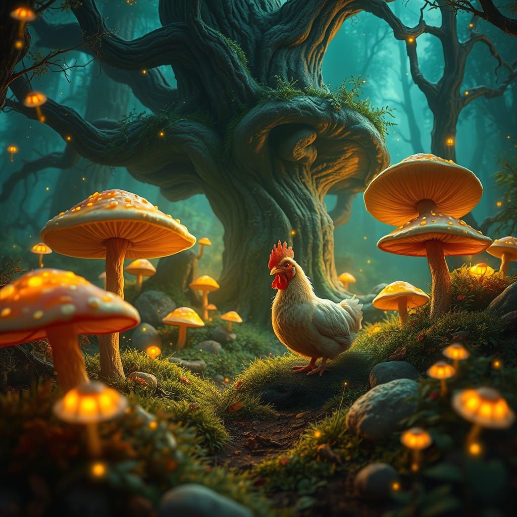 Fantastical Forest Scene in Detailed Matte Painting Style