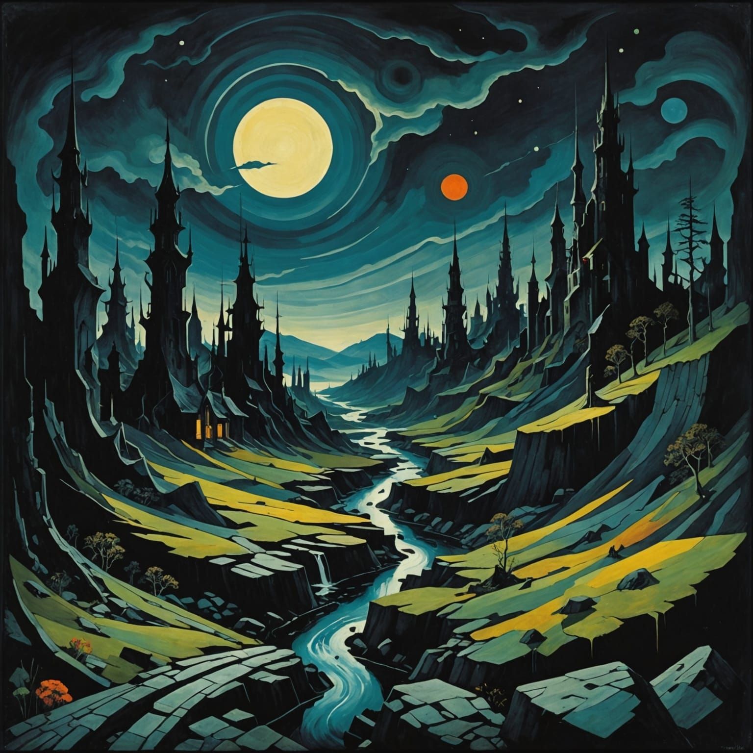 Ethereal Shadowlands in Psyche-Inspired Style