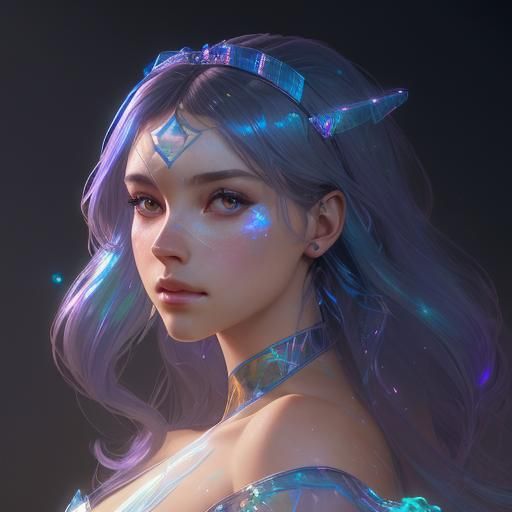 Princess in Holographic Gown: Hyperdetailed Portrait