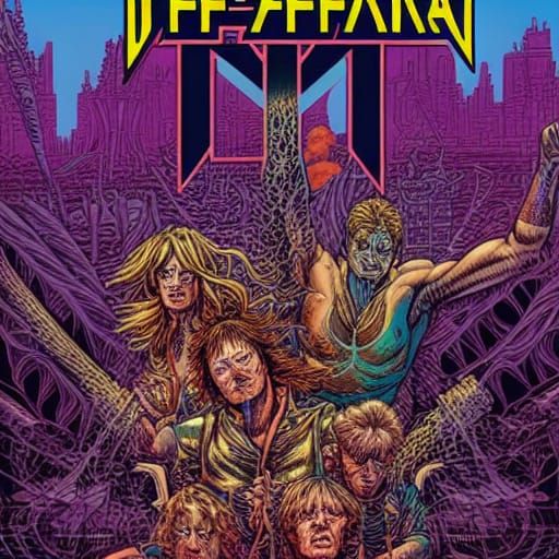 Def Leppard in Comic Book Art Style