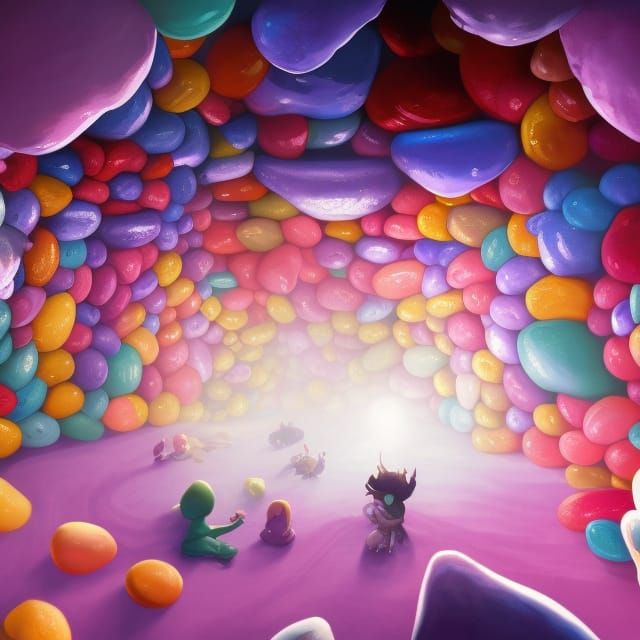 Glowing Jellybean Cavern: A Vibrant Digital Masterpiece