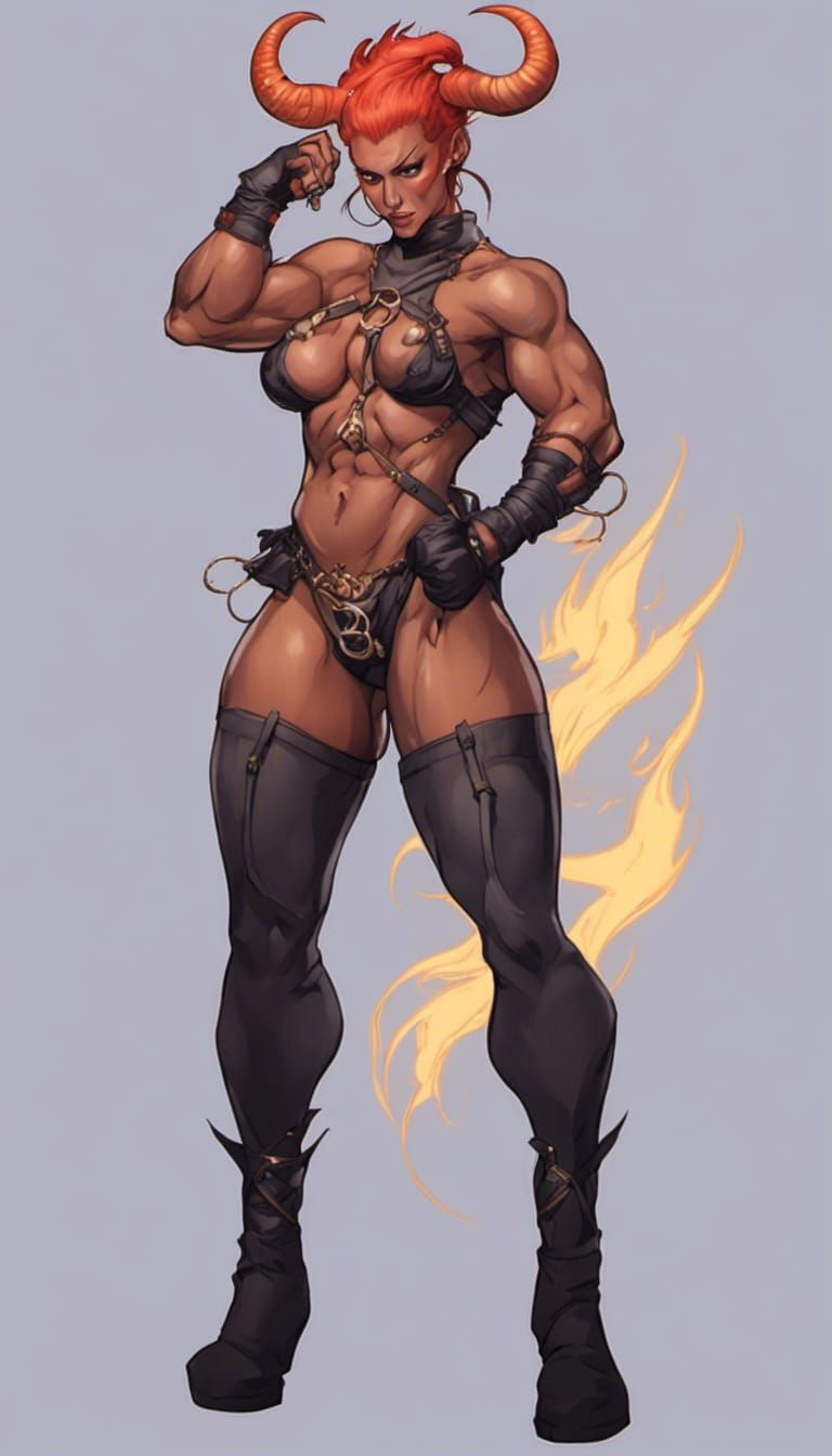 Demonic muscle girl