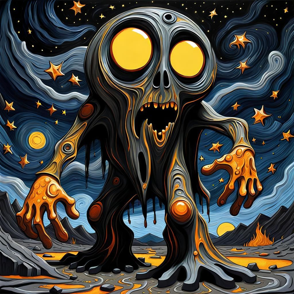 Molten Iron Starry Night Abstract Expressionism