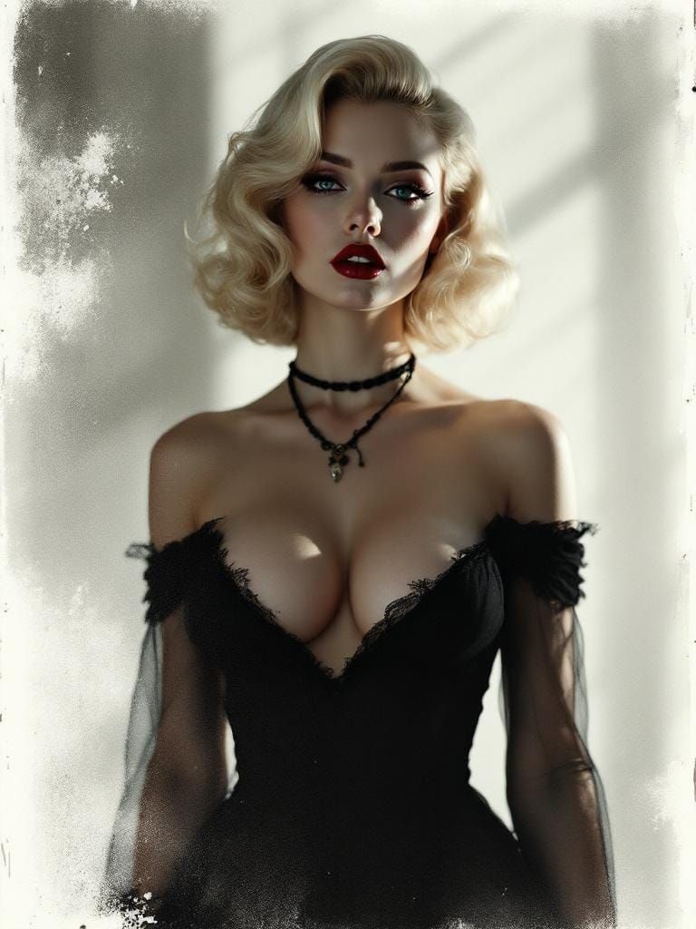 1950s Pin-Up in Gothic Film Noir Style